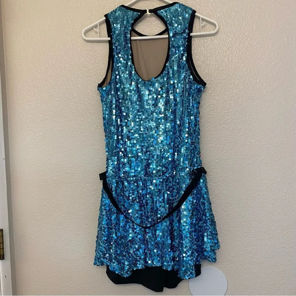 WEISSMAN Dance jazz tap blue sequin Things Can Only Get Better 10715 Adult XLA